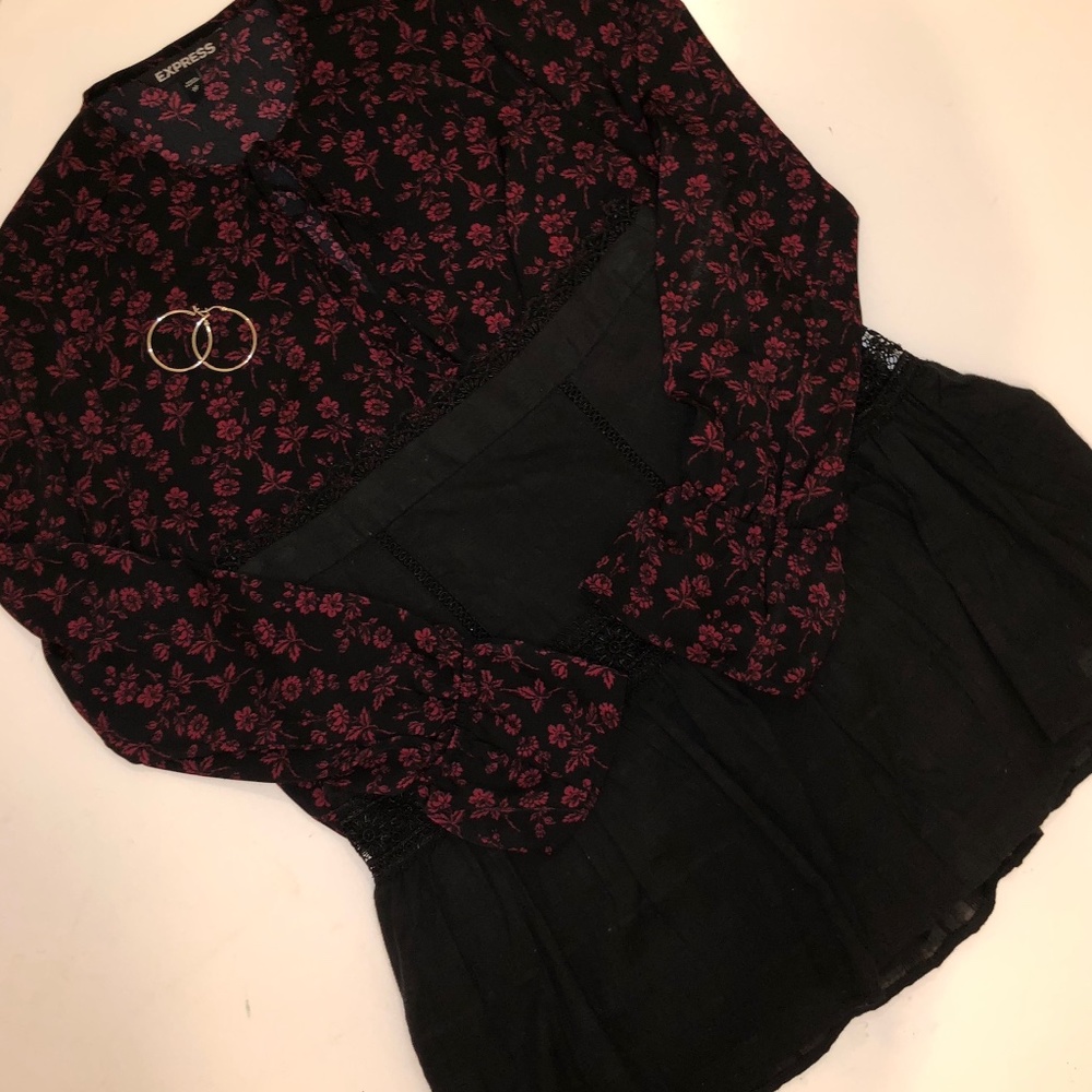 Long Sleeve Red Floral Body Suit